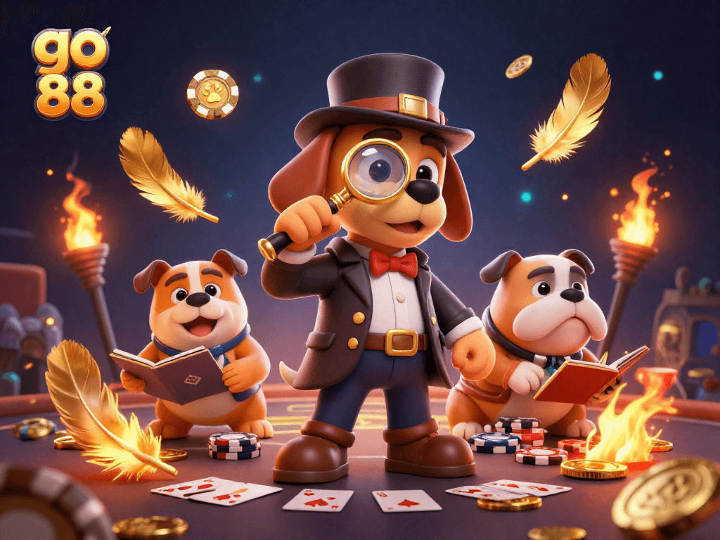 Discover exciting betting strategies with go 88's vibrant poker scene featuring a detective.