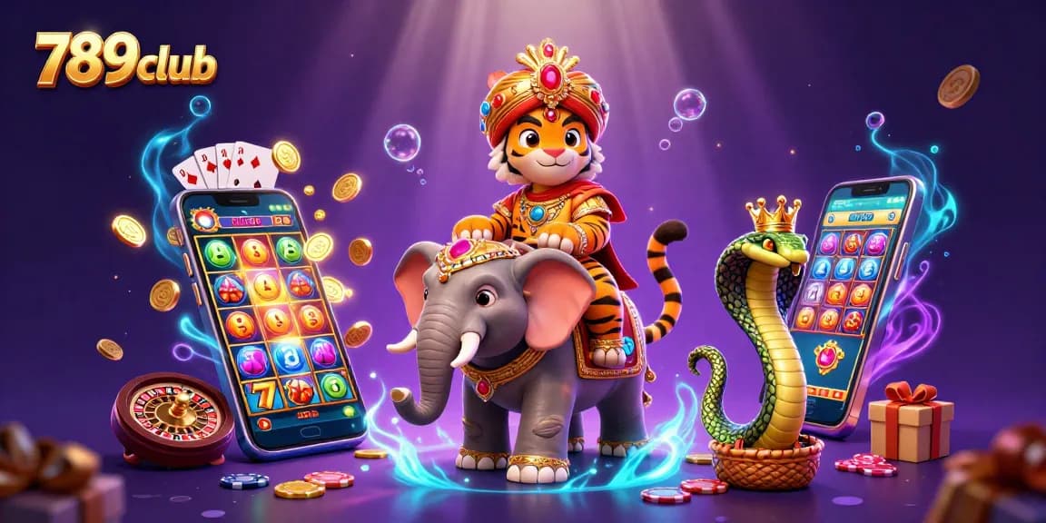 Engage with 789club in this vibrant 3D casino scene featuring colorful slot games and characters.