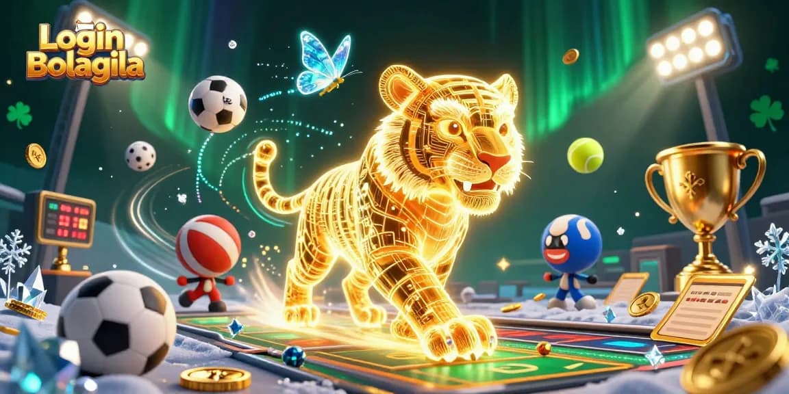 Experience Login Bolagila with a neon tiger in a dynamic digital casino landscape