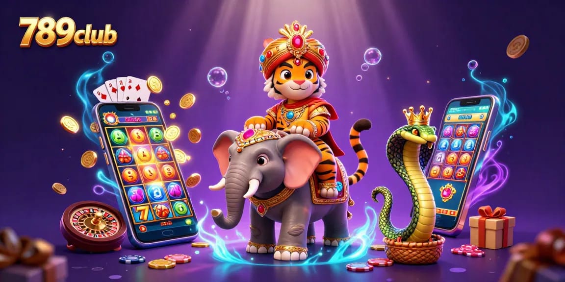 Engage with 789club in this vibrant 3D casino scene featuring colorful slot games and characters.