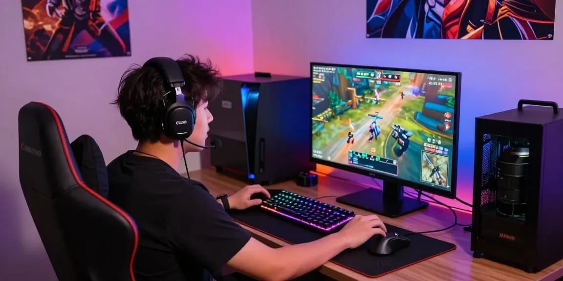 Exciting gaming setup featuring lucky77 on a vibrant gaming monitor with RGB gear.