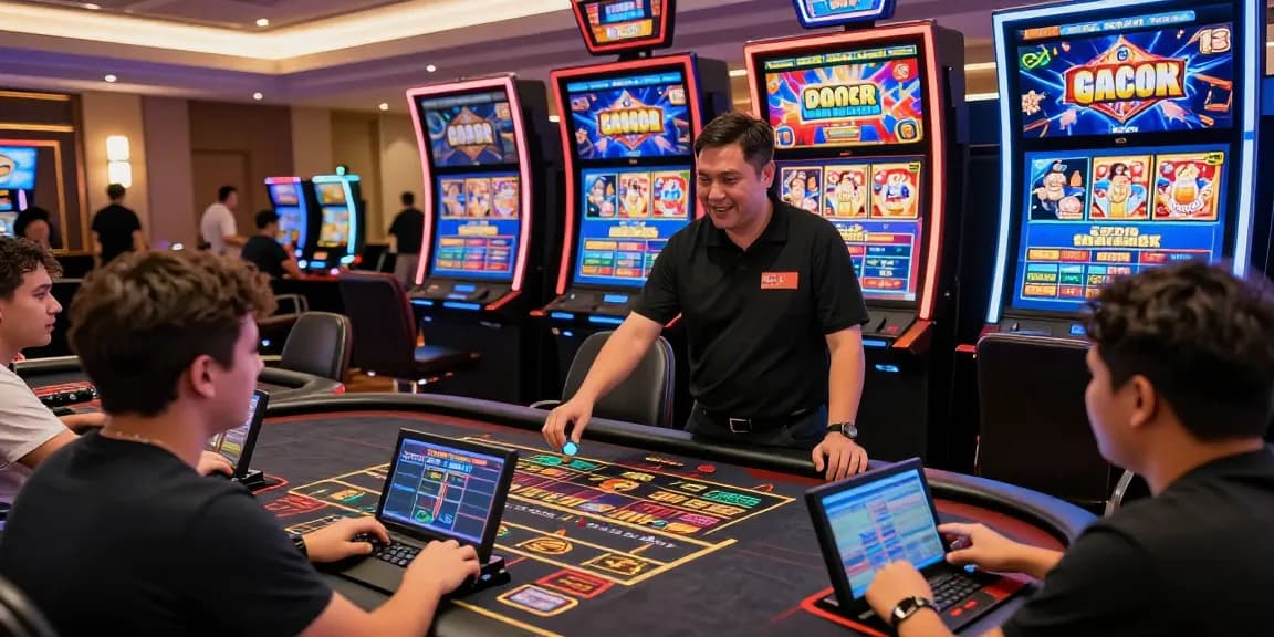 Interactive live casino gaming scene featuring situs888 gacor and engaged players, showcasing excitement and modern design elements.