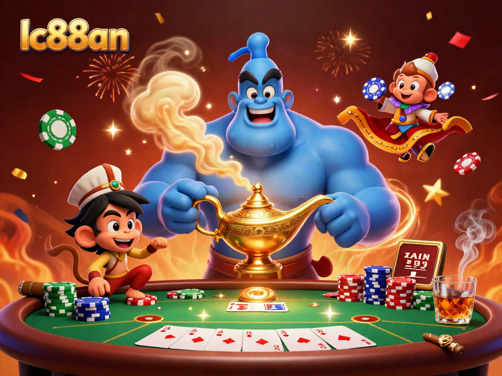 Engage in high-stakes action with lc88an as vibrant poker elements come alive in a magical casino atmosphere.