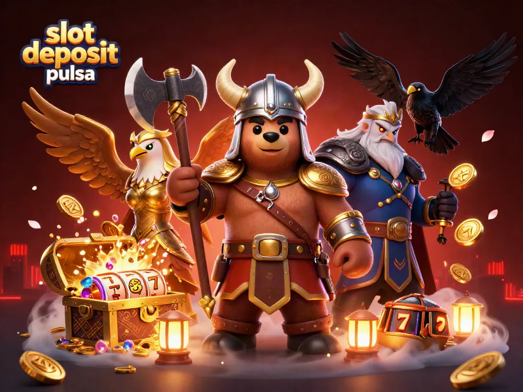 Engage in excitement with slot deposit pulsa at this vibrant casino scene featuring animated characters and stunning game elements.