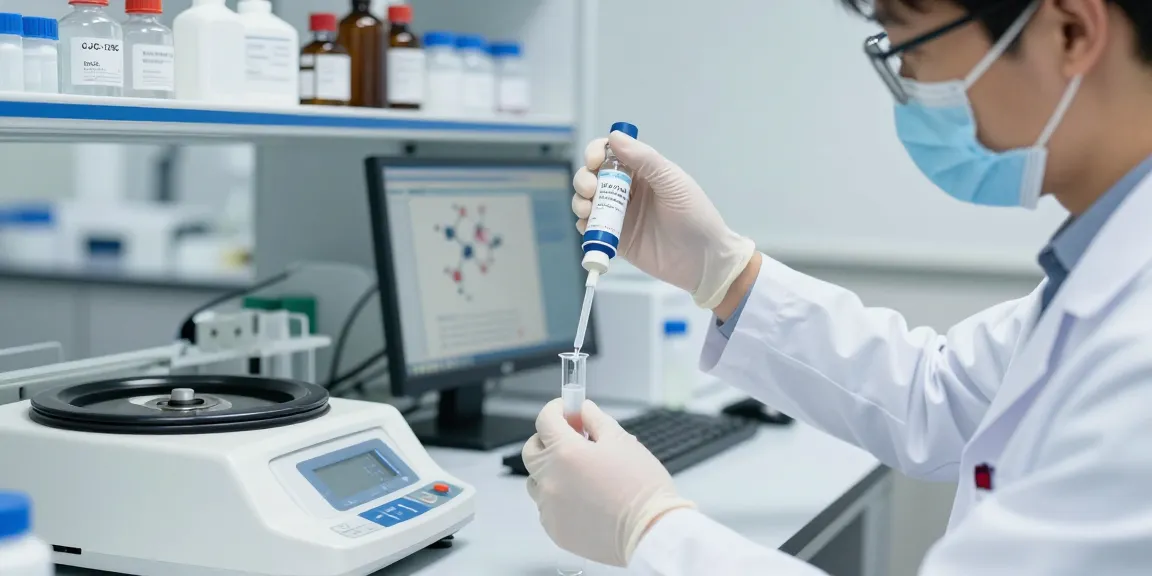CJC no DAC IPA research compound for sale being handled by a scientist in a modern lab.