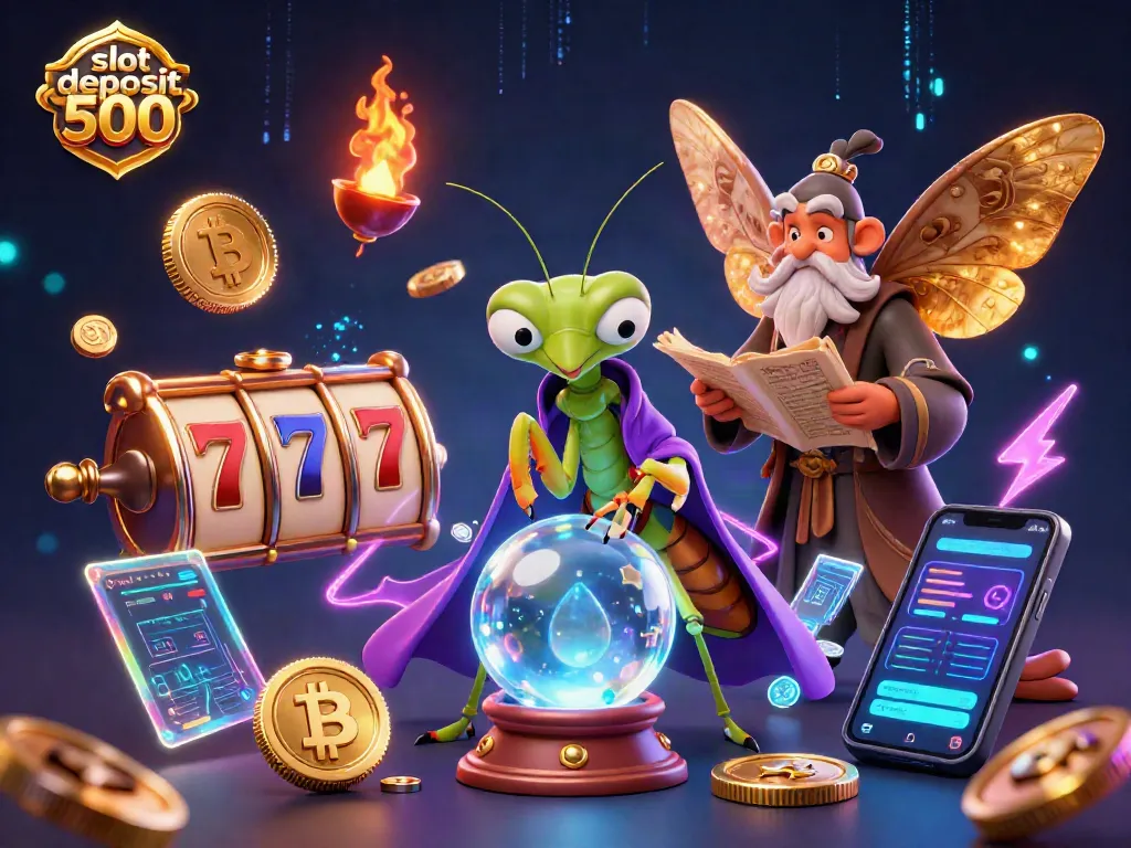Experience the thrill of slot deposit 500 with vibrant casino scenes and captivating characters.