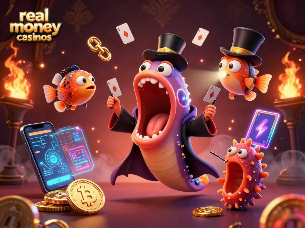 Experience thrilling action at real money casinos with vibrant characters and crypto elements.