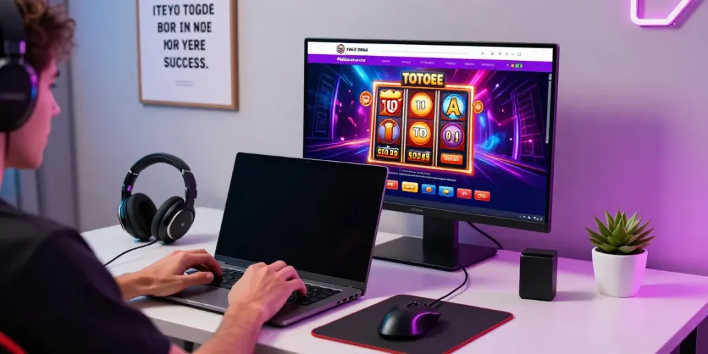 Ratutogel platform dengan pengguna aktif di smartphone dan aksesori permainan modern