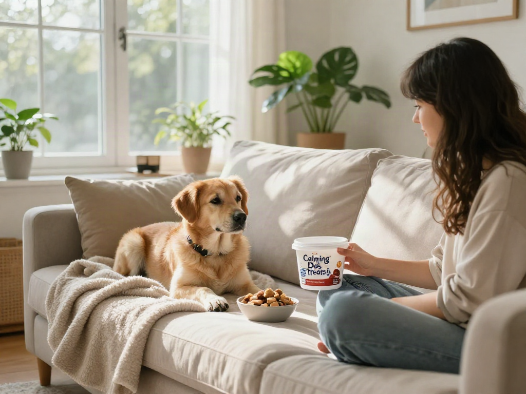 Calming Dog Treats for a peaceful pet wellness routine, capturing natural companionship and organic pet care.