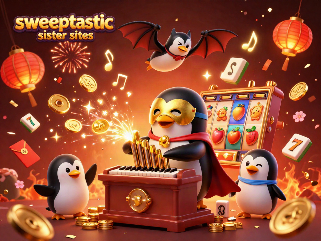 Engage with Sweeptastic sister sites through a vibrant 3D illustration of fortune-driven gameplay.