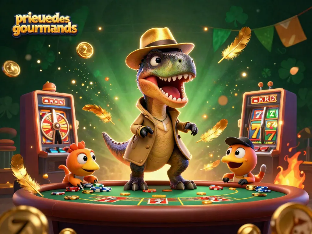 Join the fun at prieuredesgourmands with a daring velociraptor countering at a vibrant casino scene.