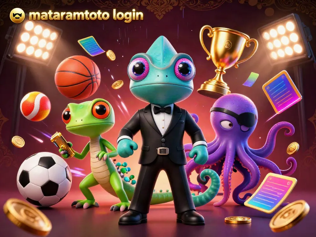 Experience dynamic betting action with mataramtoto login featured in this vibrant casino-themed illustration.