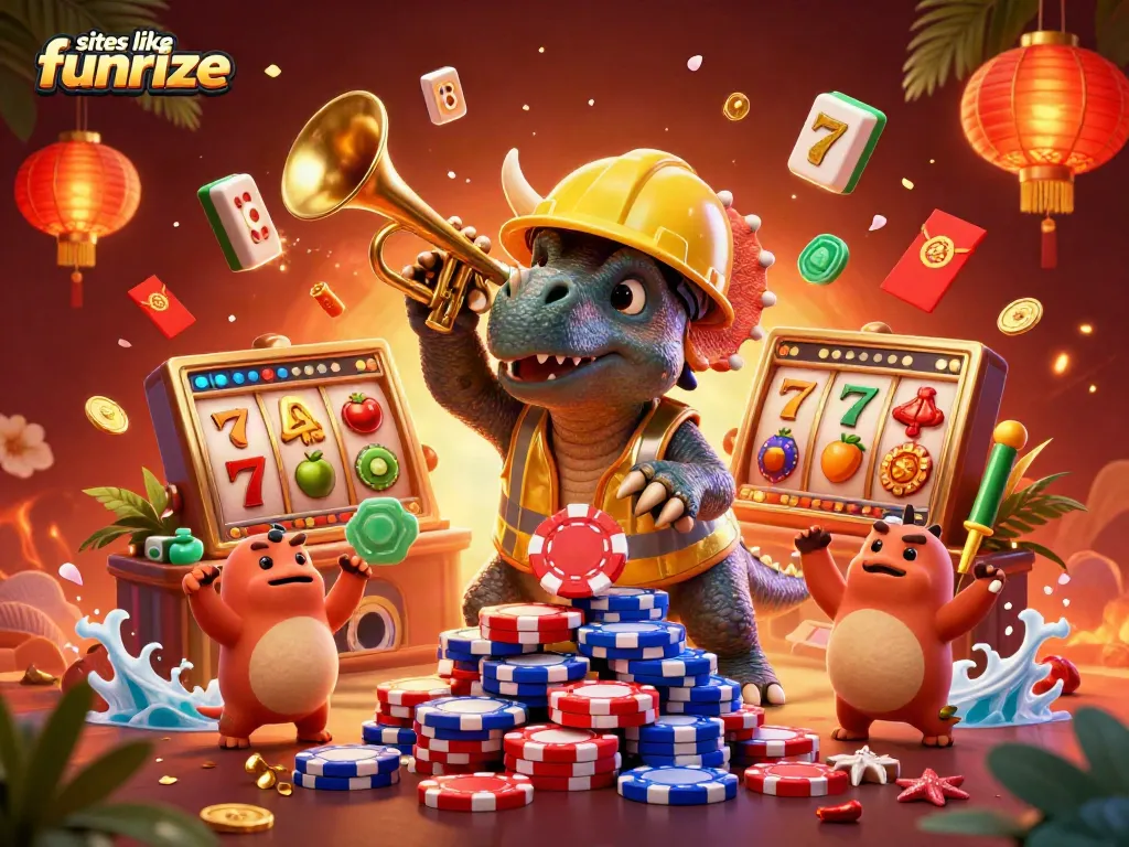 Join vibrant celebrations at sites like funrize with thrilling poker chip pyramids and joyful characters.