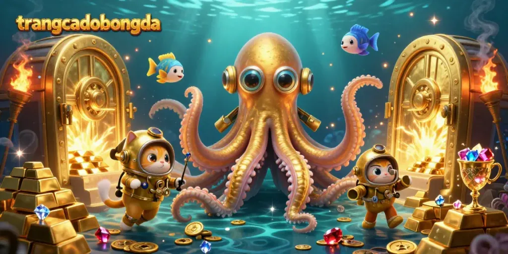 Engage in thrilling betting adventures at trangcadobongda with a vibrant underwater casino scene filled with treasures.