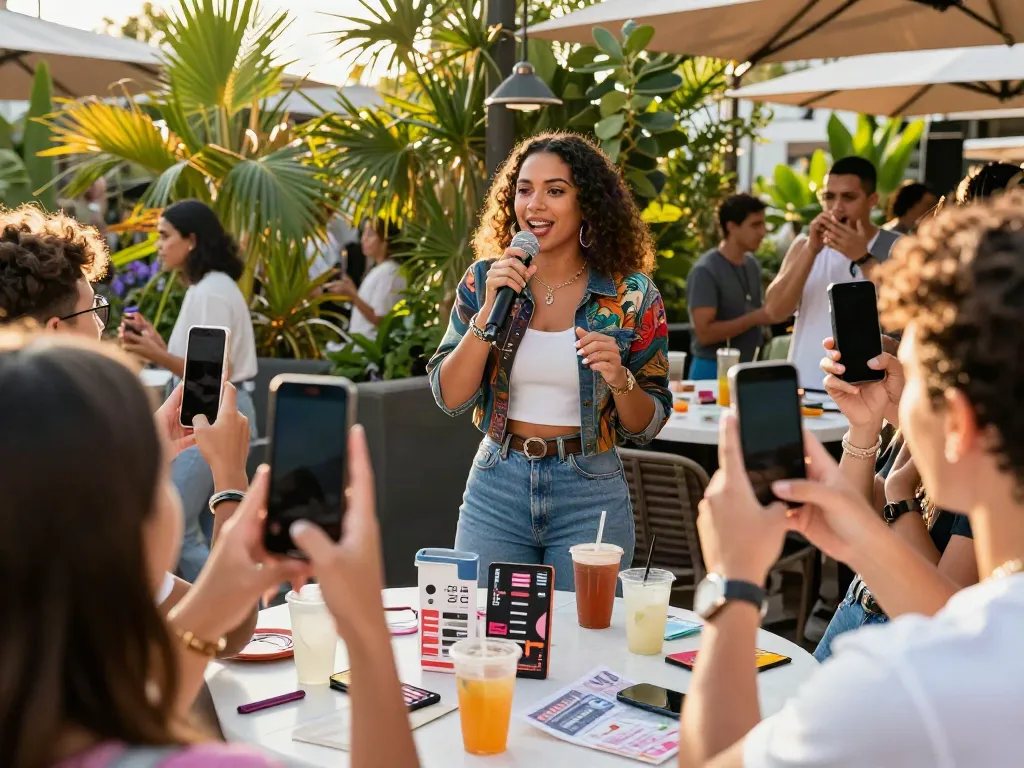 Roma Army OnlyFans influencer engaging with fans on a terrace, showcasing her vibrant lifestyle.