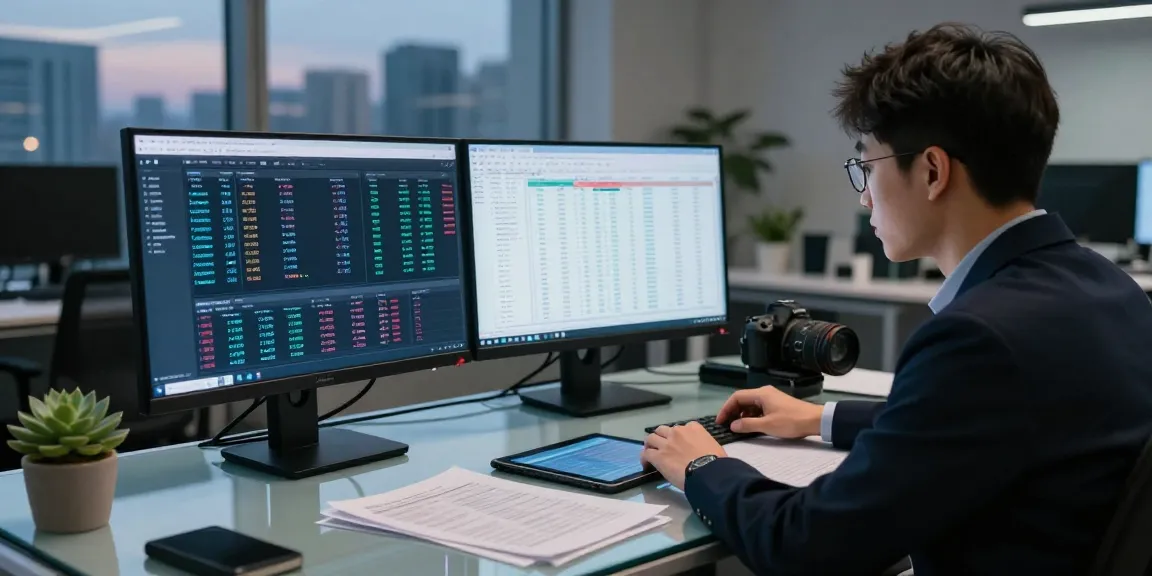 Expert in digital asset tracing analyzing blockchain data in a modern office.