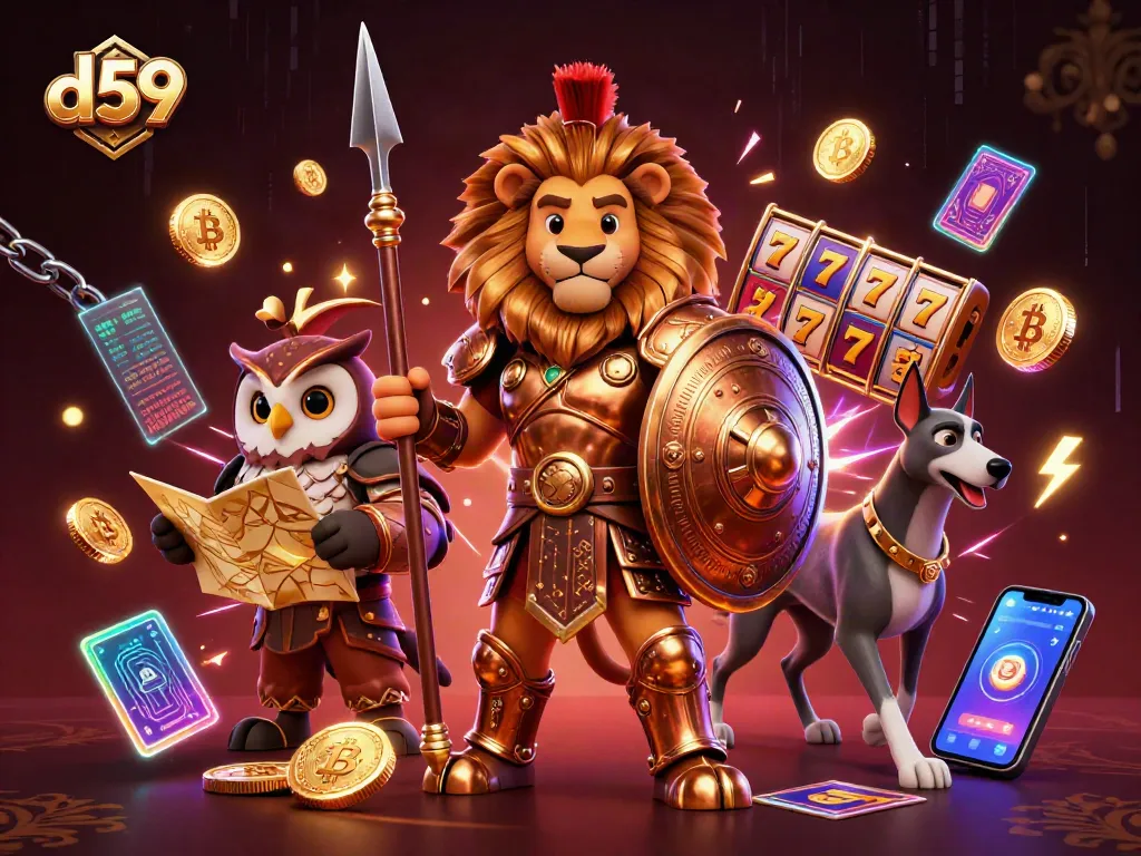 Engage with d59 in a thrilling online slot experience featuring vibrant characters and dynamic gaming elements.