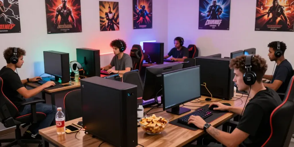 Engaging luxury333 gaming scene with players and high-tech equipment.