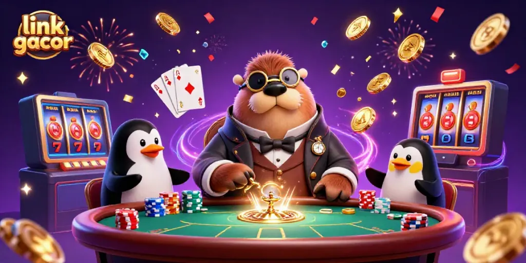 Experience vibrant action at an underwater poker game featuring link gacor elements and festive effects.