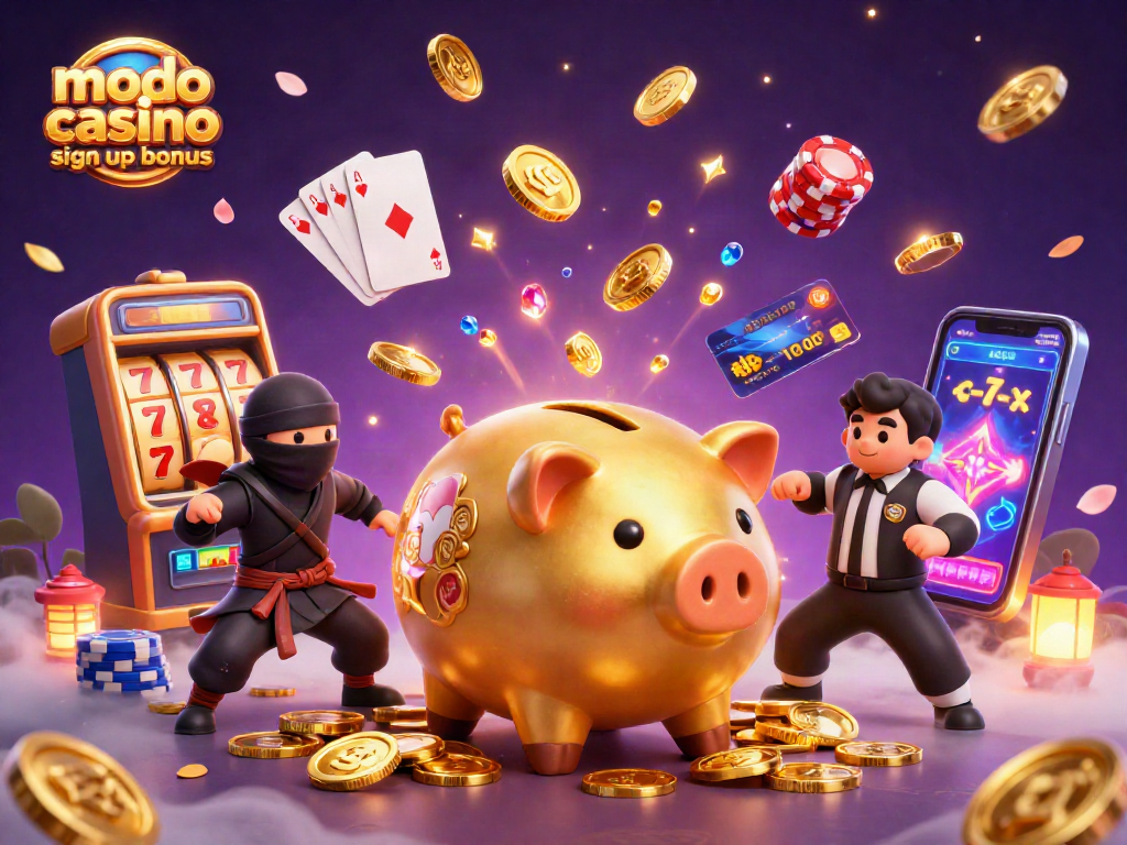 Claim your modo casino sign up bonus with exciting slot reels and vibrant gameplay elements.