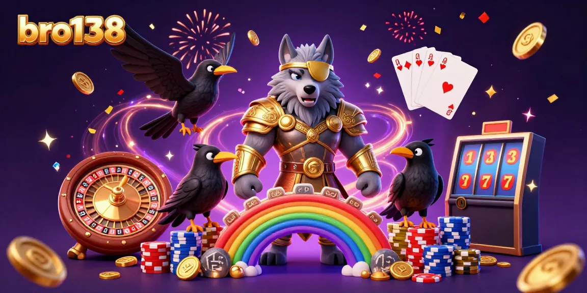 Engage with bro138's vibrant casino experience featuring mythological characters surrounded by golden treasures.
