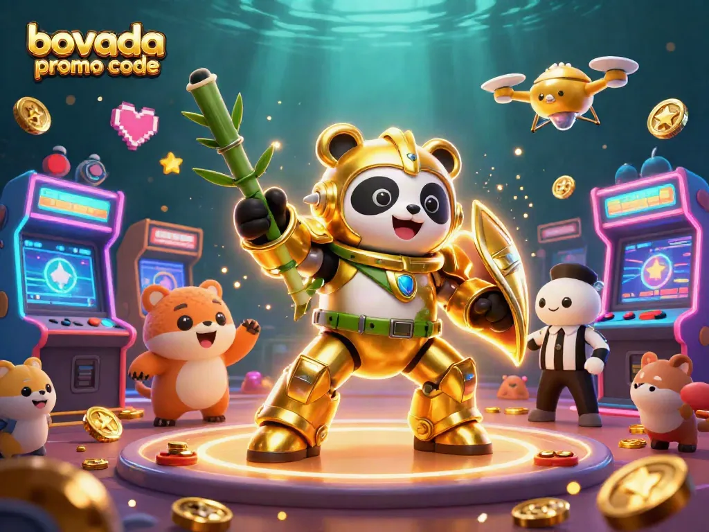 Explore exciting gameplay with the Bovada promo code in this vibrant 3D casino scene.