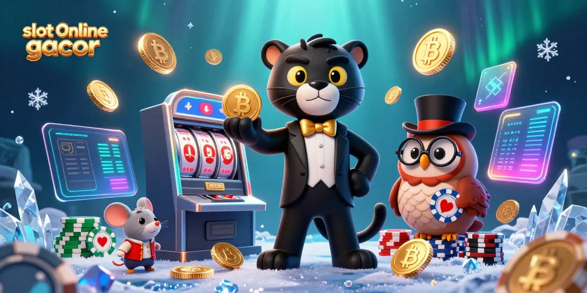 Permainan slot online gacor dengan panther dan burung hantu di kasino digital yang penuh dengan koin kripto.