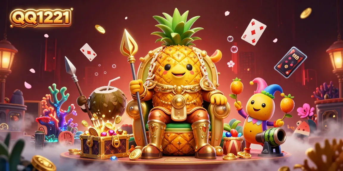 Experience the excitement of QQ1221 with playful characters and vibrant casino elements.