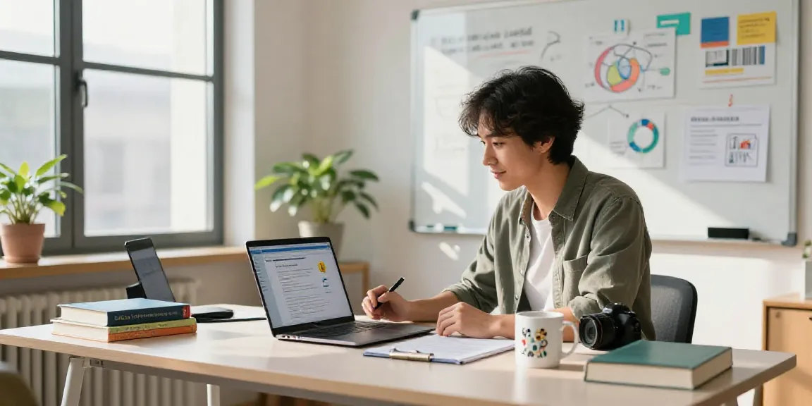 AI content creation for online educators in a bright home office setting.