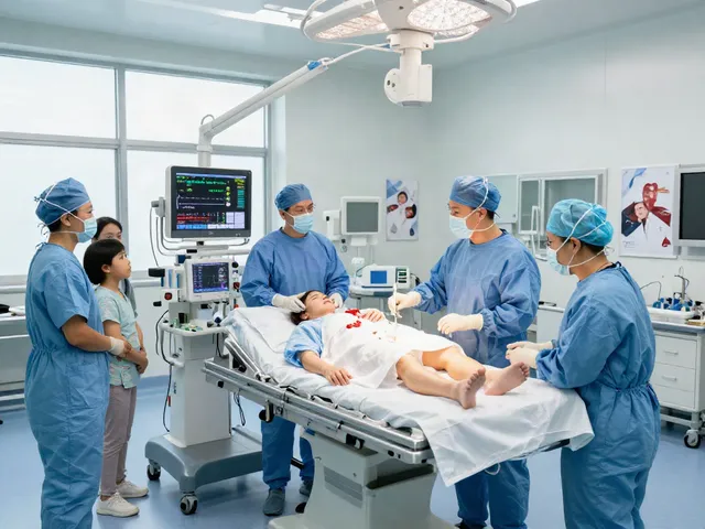 Heart transplant in Abu Dhabi - Surgical team collaborating in a modern facility, showcasing advanced healthcare.