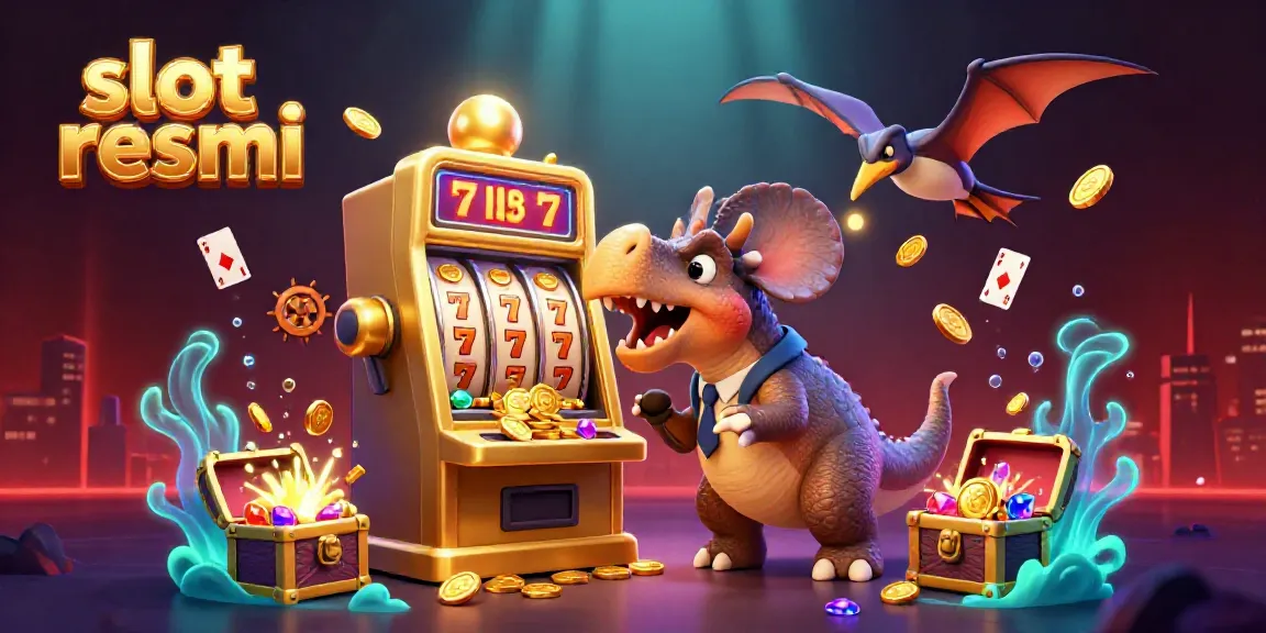 Experience thrilling action with the pachycephalosaurus hitting a slot machine jackpot in this vibrant scene, capturing slot resmi excitement.