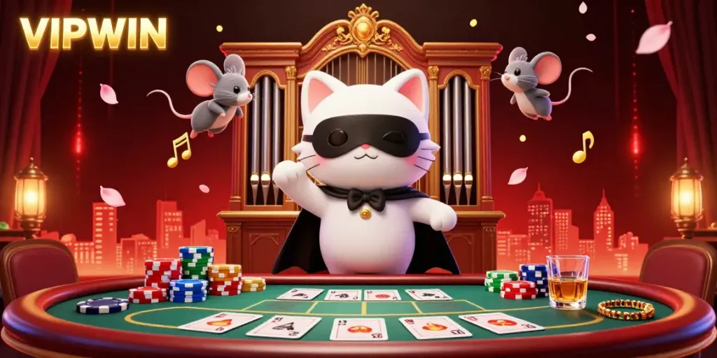 Engage in thrilling gameplay at VIPWIN with our vibrant casino illustration showcasing dynamic elements and energy.