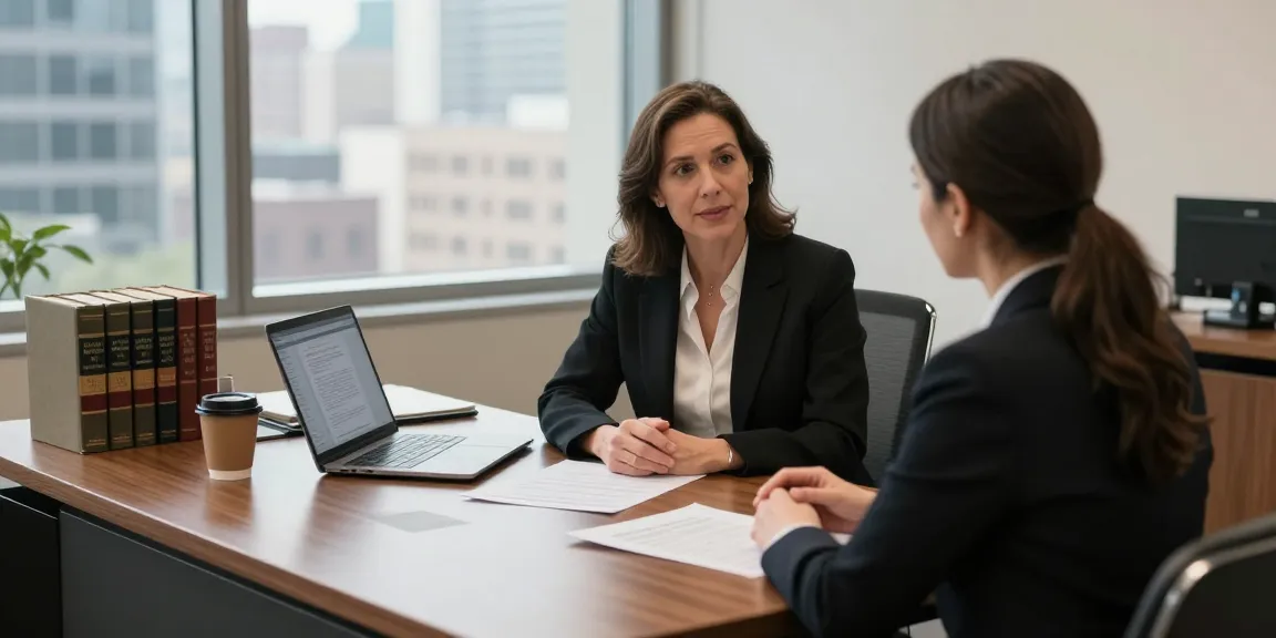 Karen McCleave attorney consulting a client in a professional legal office.
