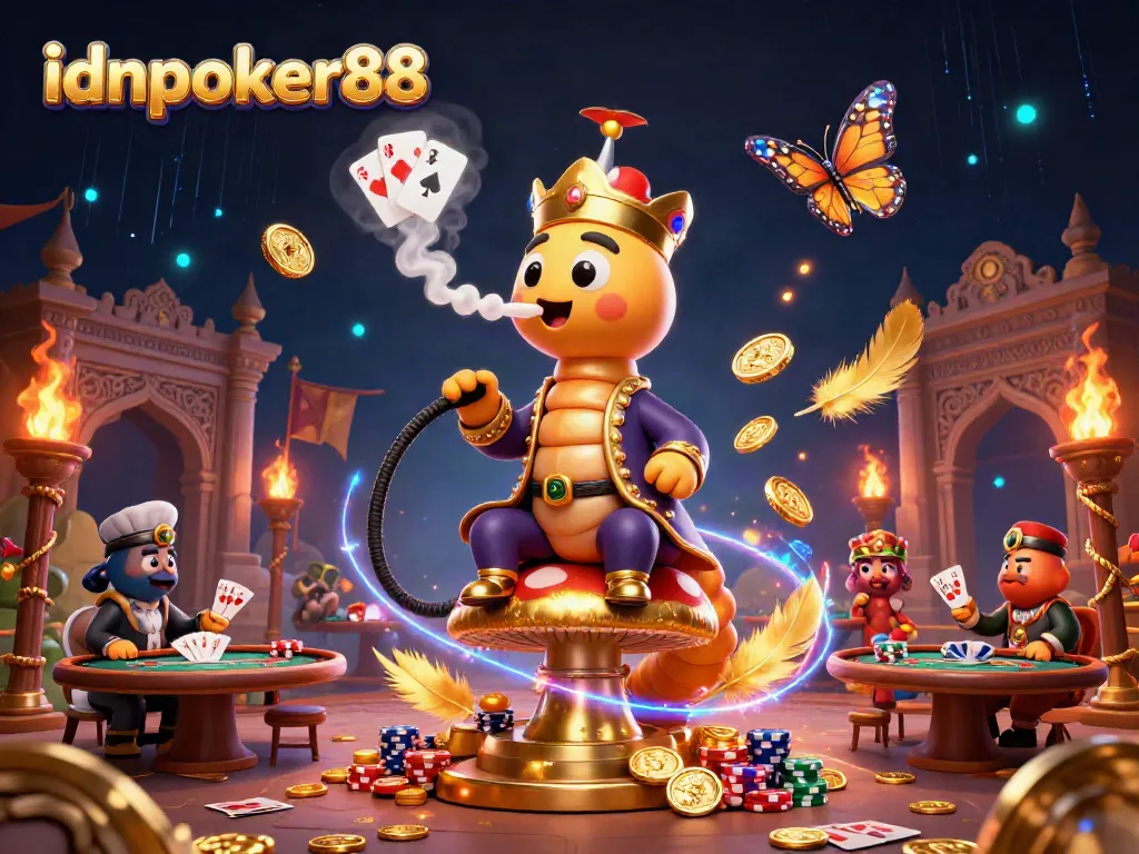idnpoker88 enhances your poker experience in this vibrant casino-themed illustration filled with dynamic elements.