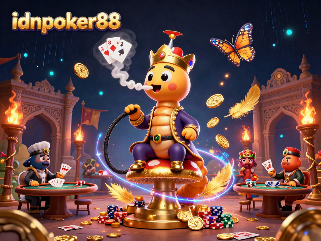 idnpoker88 enhances your poker experience in this vibrant casino-themed illustration filled with dynamic elements.