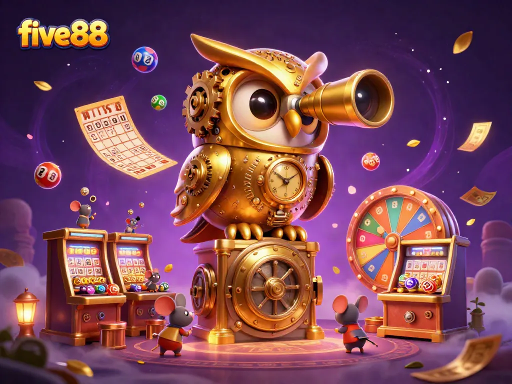 Experience vibrant casino excitement with the five88 golden owl amidst lively games and prizes.