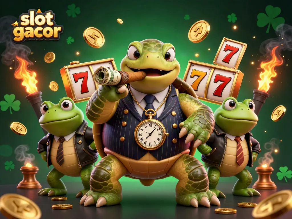 Enjoy thrilling slot gacor action with a massive turtle mobster and dynamic gaming elements.