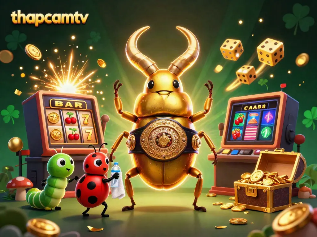 Experience thrilling action with thapcamtv's vibrant casino scene, featuring dynamic characters and gaming symbols.