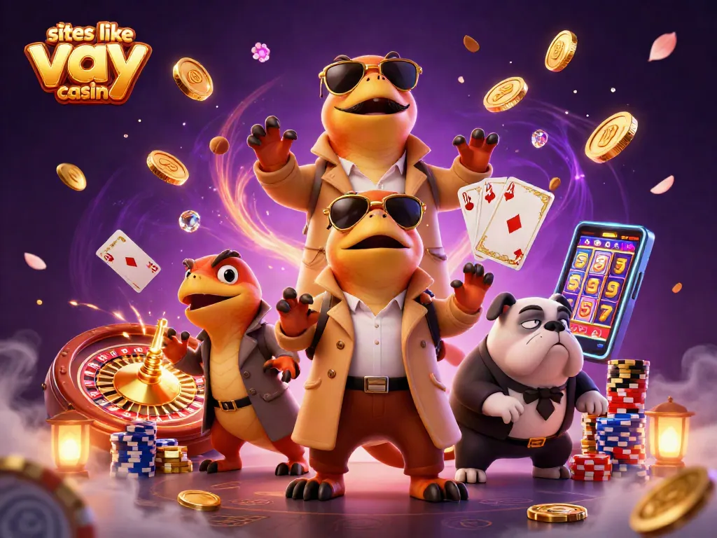 Experience thrilling action at sites like yay casino with cartoon raptors entering a VIP lounge amid cascading coins.