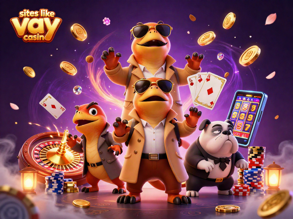 Experience thrilling action at sites like yay casino with cartoon raptors entering a VIP lounge amid cascading coins.